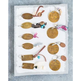 Hand Stamped Brass Keychains with Tassels & Keychains ~ 10’Styles