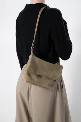Harpers Emporium Italian Leather Double Zip Bag Sage Leather