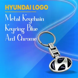 Hyundai Metal Keychain Keyring - Blue And Chrome