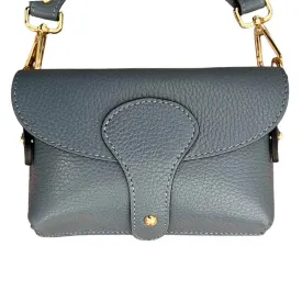 Italian Leather Mini Handbag in Denim Blue