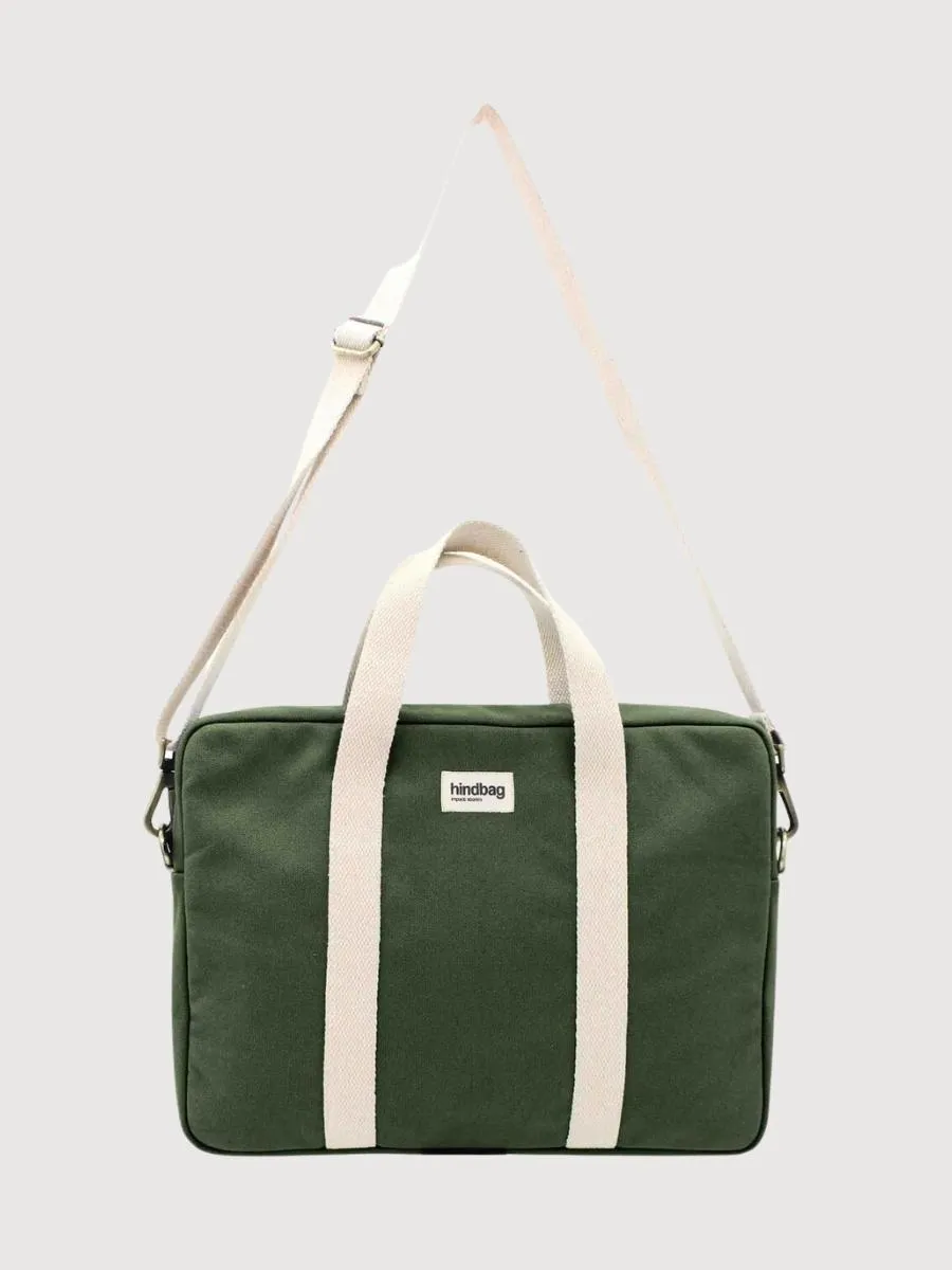 Laptop Bag Pierre Olive In Organic Cotton | Hindbag