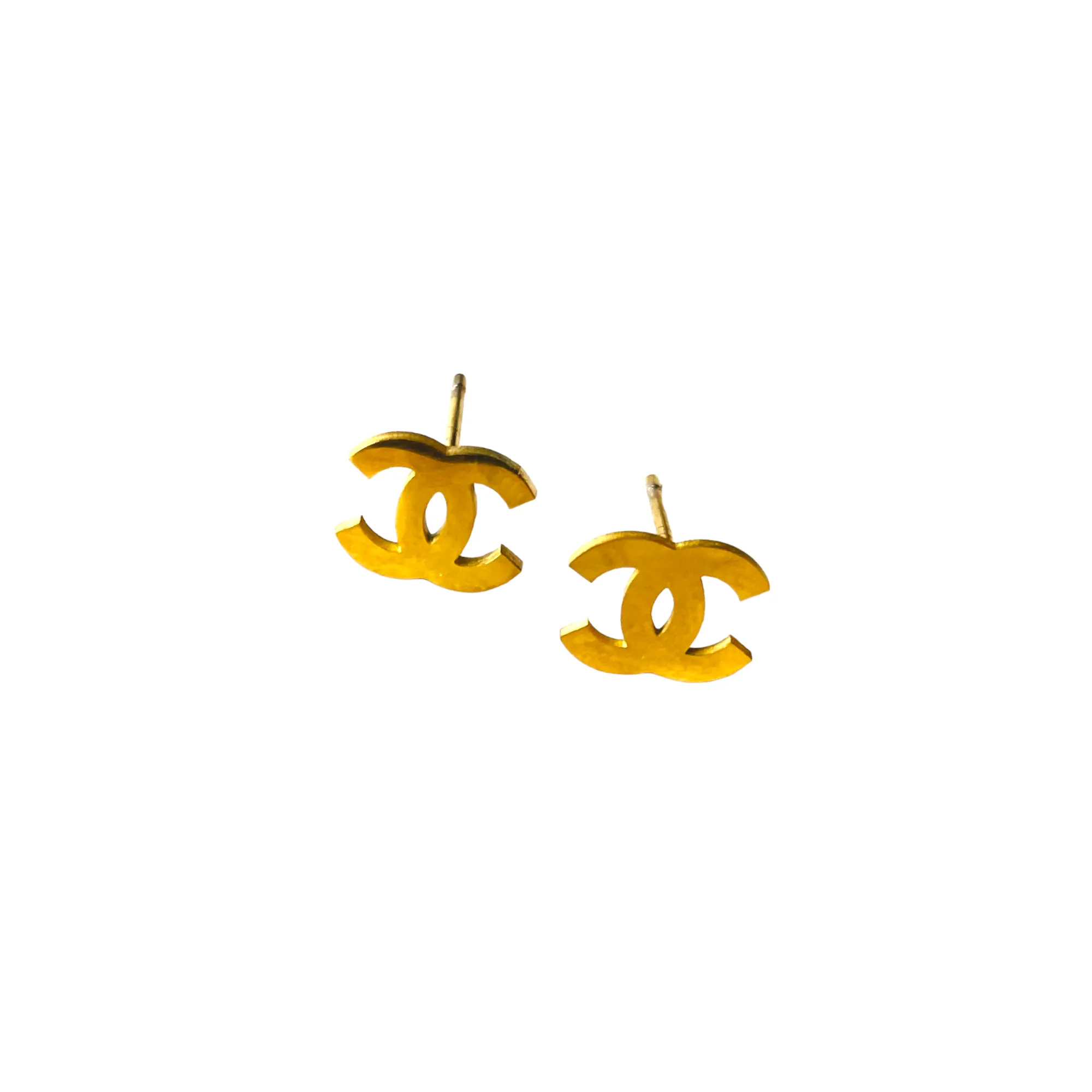 Letter C Inspired Tiny Stud Mini Earrings - Gold Plating