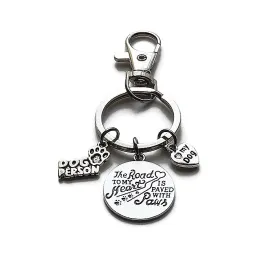 LOVE MY DOG KEYCHAIN The Road to my Heart is paved with Paws!
