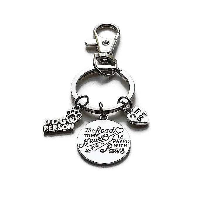 LOVE MY DOG KEYCHAIN The Road to my Heart is paved with Paws!