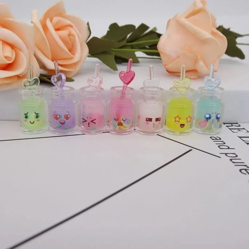 Luminous Expression Bottle Keychain  Sweet Girl Couple Girlfriend Gift Cartoon Luggage Pendant Accessories Jewelry