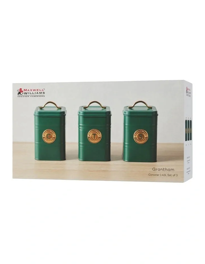 Maxwell & Williams Grantham Canisters Set of 3 - Green - Gift Box
