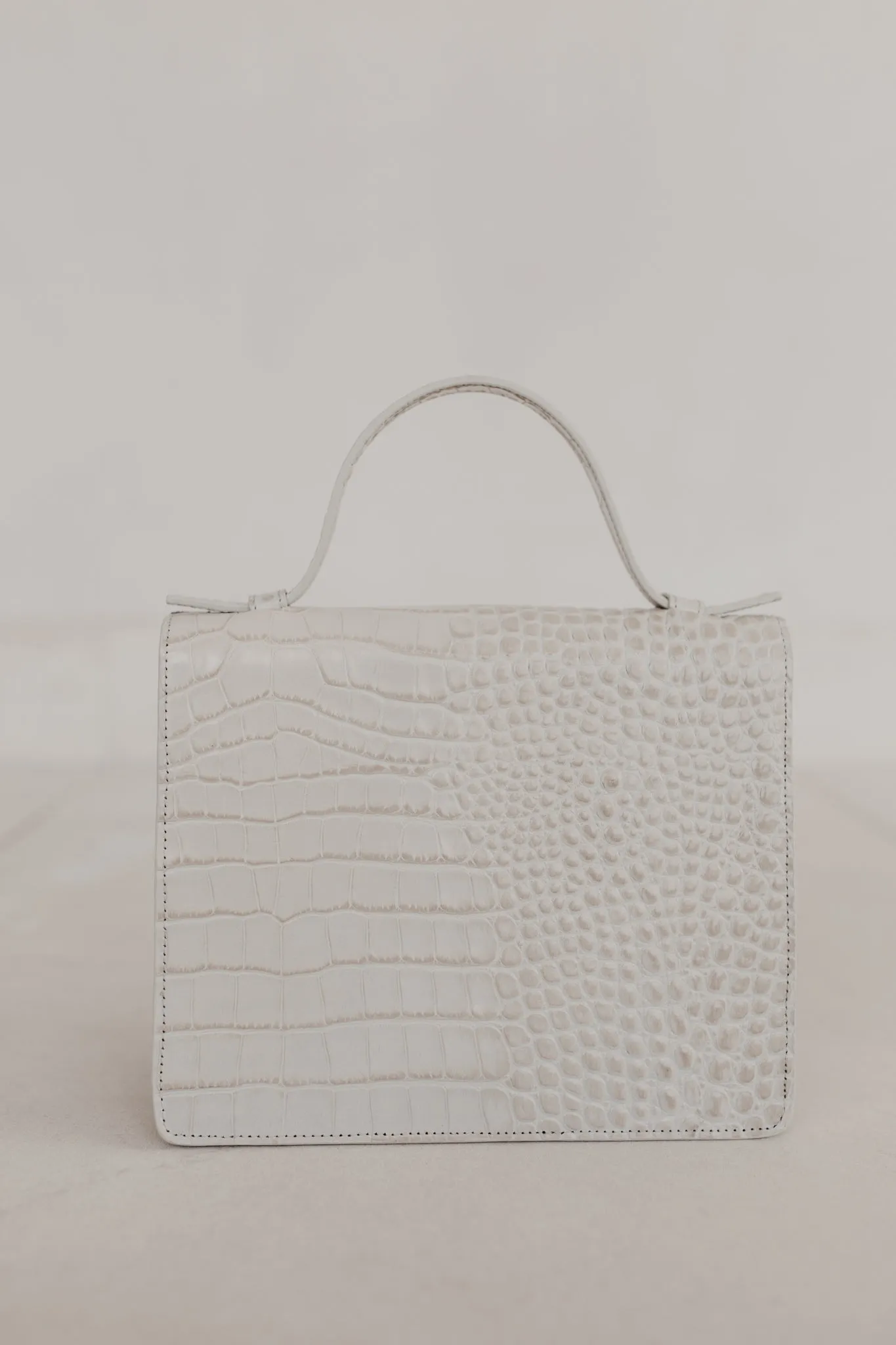 Mini Briefcase | White Croco Glans