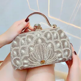New New rhinestone hand bag handbag KTV cheongsam bag women's small hand bag single shoulder oblique span bag dinner bag