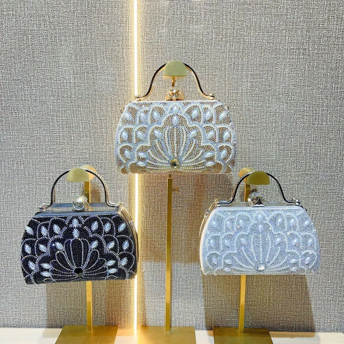 New New rhinestone hand bag handbag KTV cheongsam bag women's small hand bag single shoulder oblique span bag dinner bag