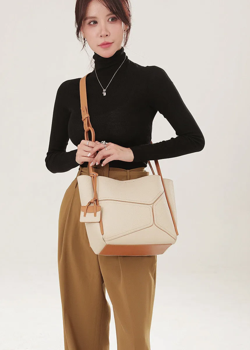 Patchwork Grained Leather Tote Bag