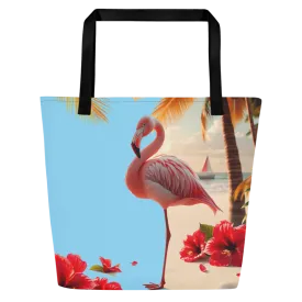 "Majestic Flamingo" Collection - Designer Large Tote Bag