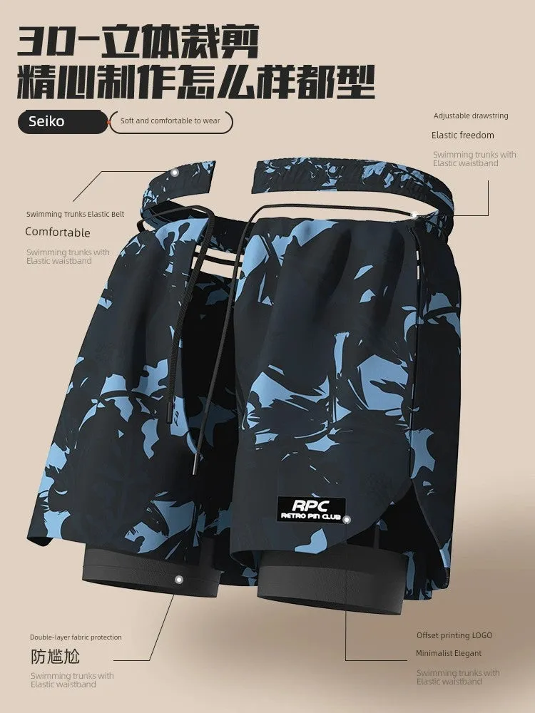 Swimming Trunks Men's Quick-Drying Plus Size Anti-Embarrassment 2024 New Arrival Swimming Trunks Professional Beach Pants Full Set Swimming Equipment