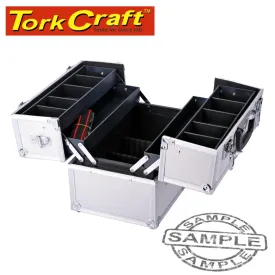 TORK CRAFT SQUARE ALUMINIUM CASE WITH 4 PIECE TRAY 36.5 X 22.5 X 25 WITH SILVER D ALC015