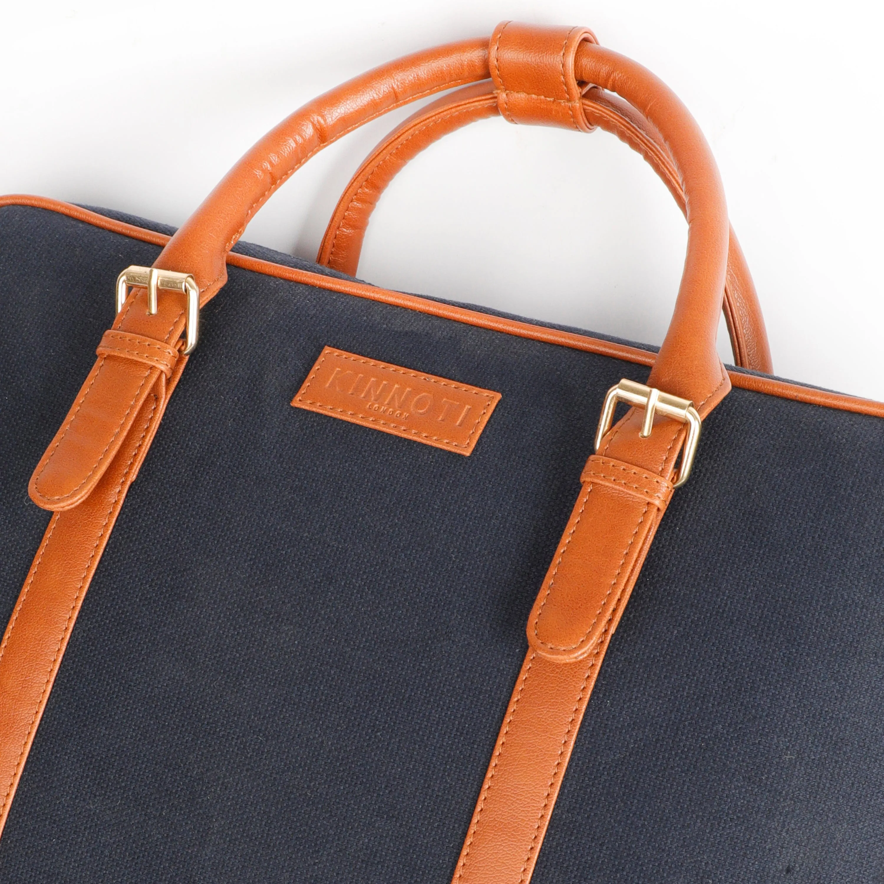 Unisex Canvas Laptop Bag with Leather Handles and Adjustable Straps | Zip Closure with Slip Pockets and Large Storage For 16 Inch Laptops