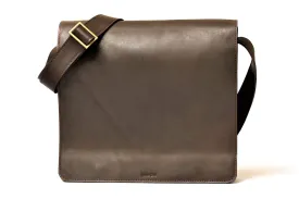 Urban Modernizer 14" leather laptop Messenger bag - Dark Brown