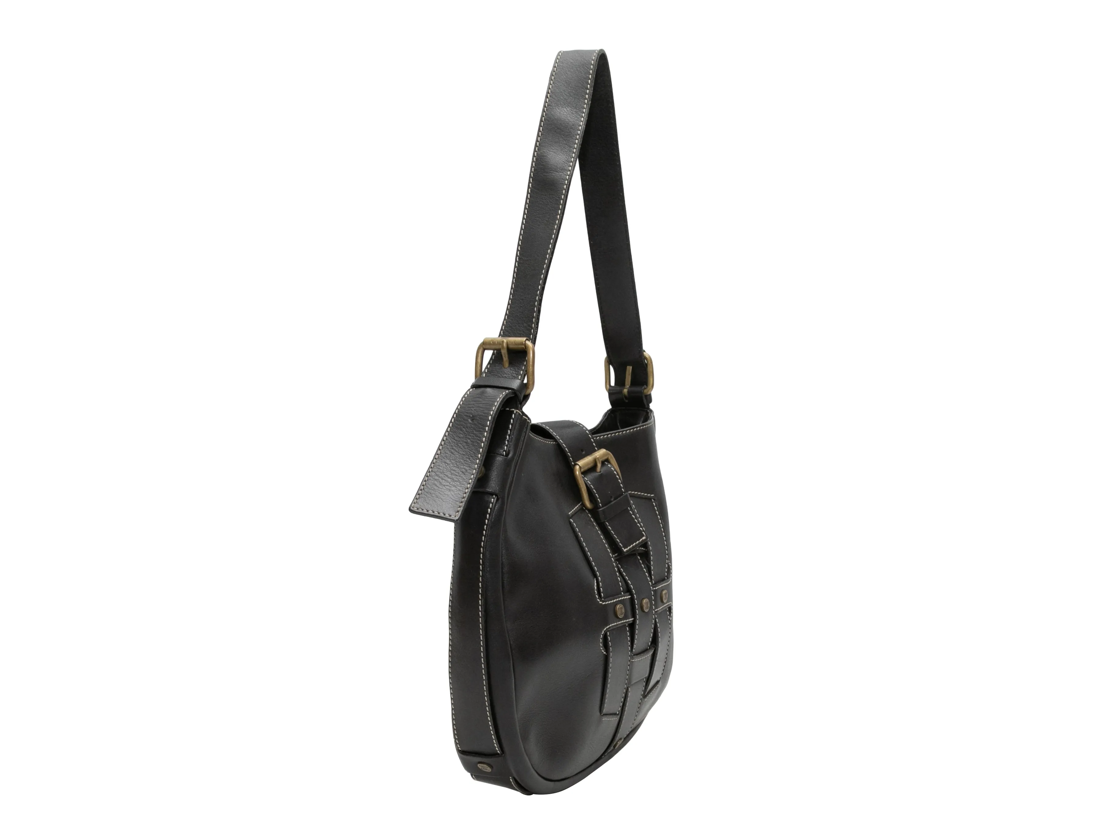 Vintage Black Celine Leather Shoulder Bag