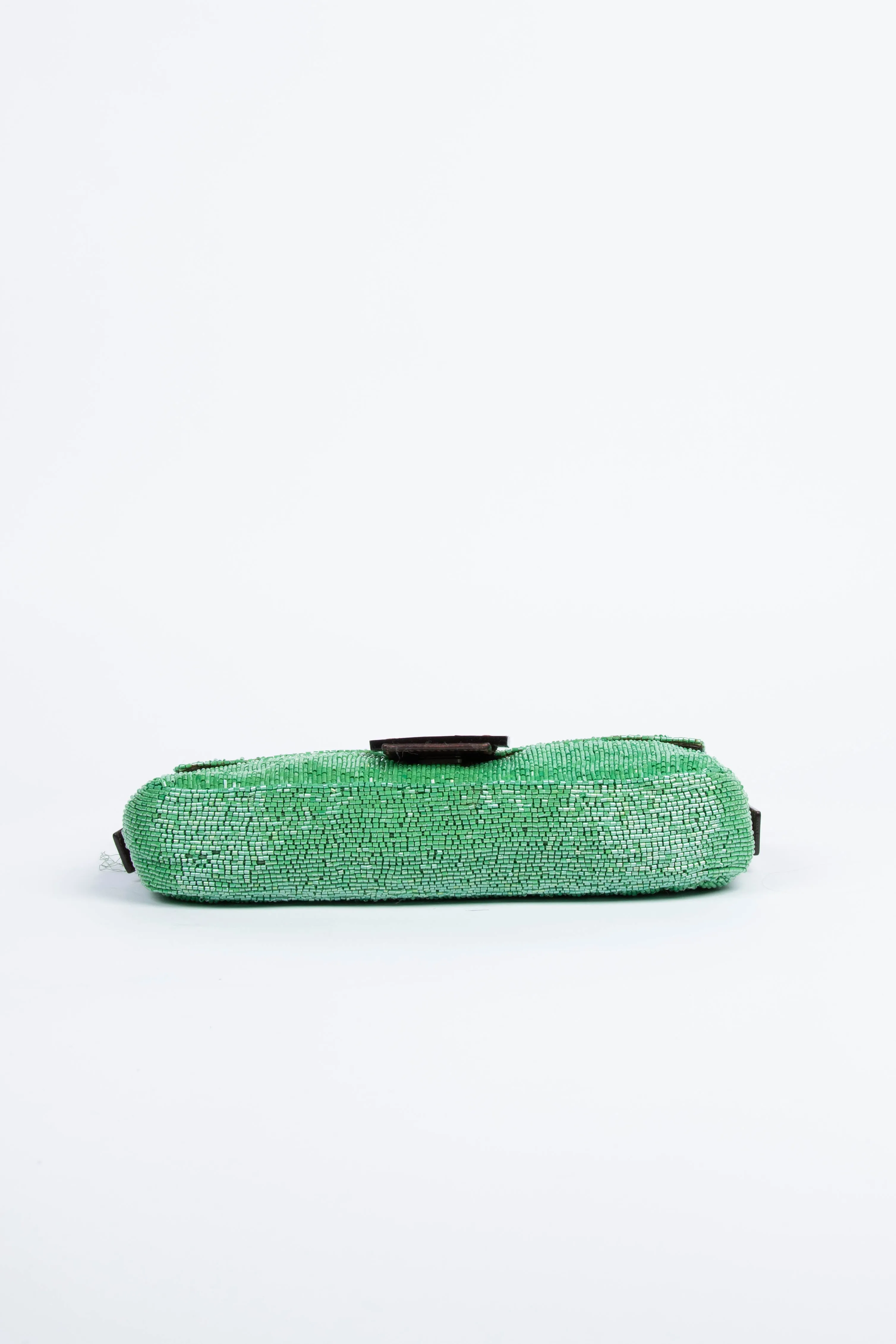 Vintage Fendi Green Beaded Sequin Baguette Shoulder Bag