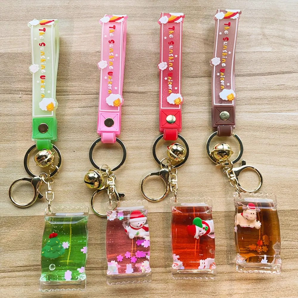 Wholesale Acrylic Floating Christmas Cartoon Acrylic Liquid Keychain