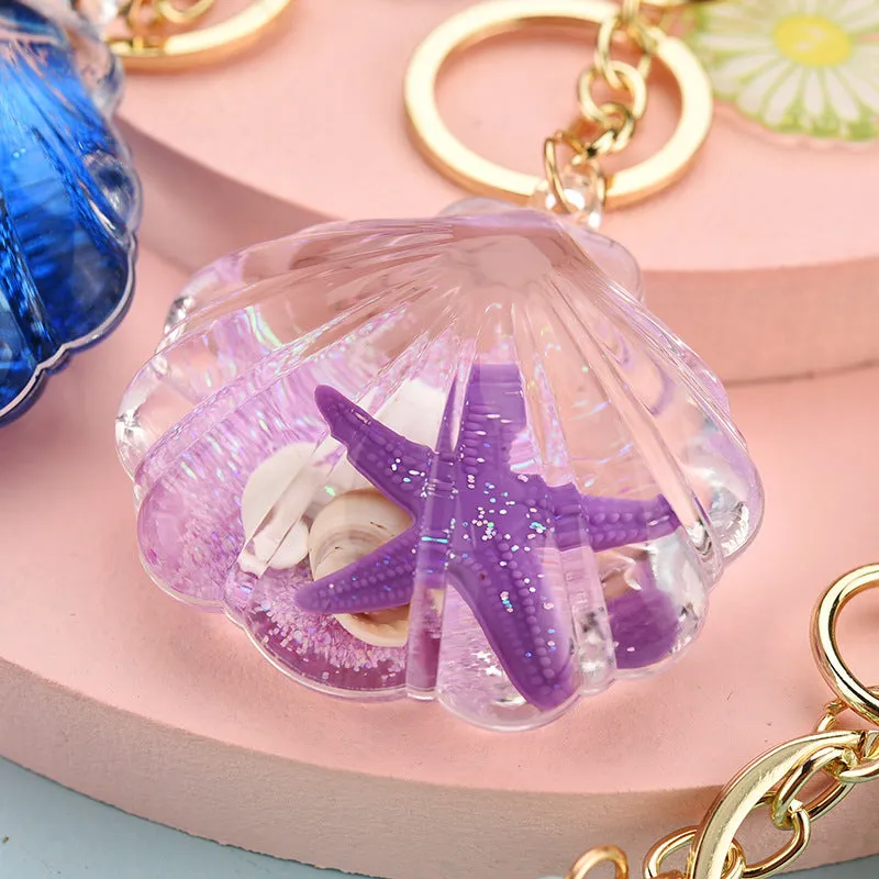 Wholesale Acrylic Oiled Starfish  Floating Keychains