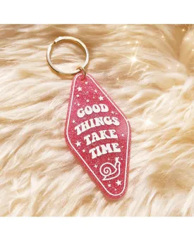 Wildflower & Co. Good Things Take Time Motel Keychain