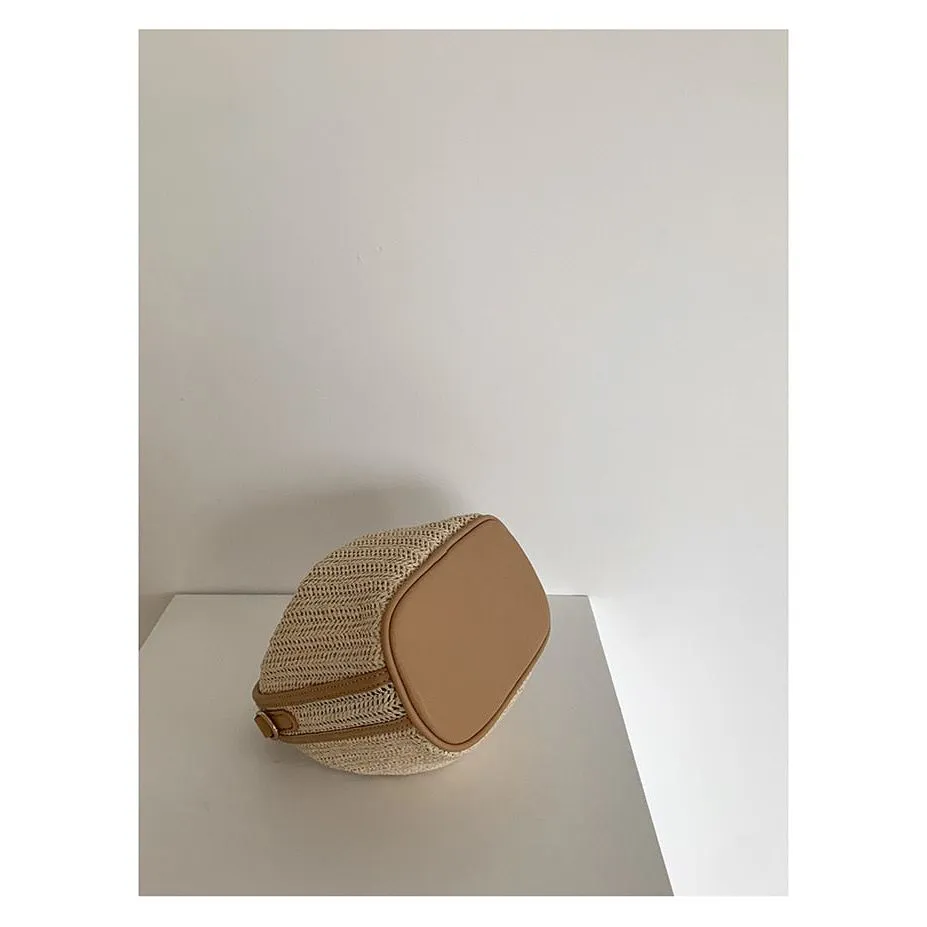 Women's Woven Straw Mini Hobo Bag With Shoulder Crossbody Strap Summer Beige