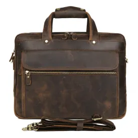 YAAGLE Men's Real Leather Zipper Business Laptop Handbag YG7388R