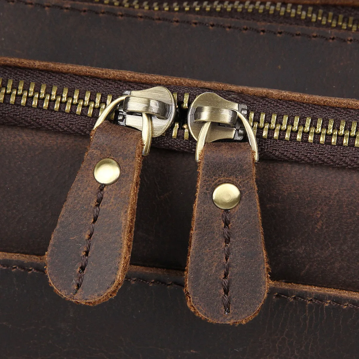YAAGLE Men's Real Leather Zipper Business Laptop Handbag YG7388R
